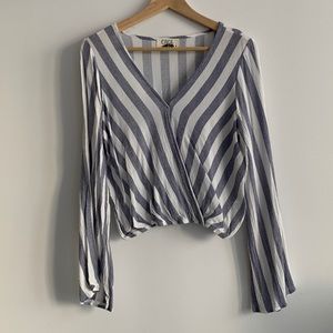 CAGE BOHO striped bell-sleeve Blouse